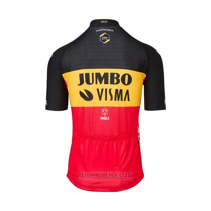 2022 Fahrradbekleidung Jumbo Visma Shwarz Gelb Rot Trikot Kurzarm und Tragerhose